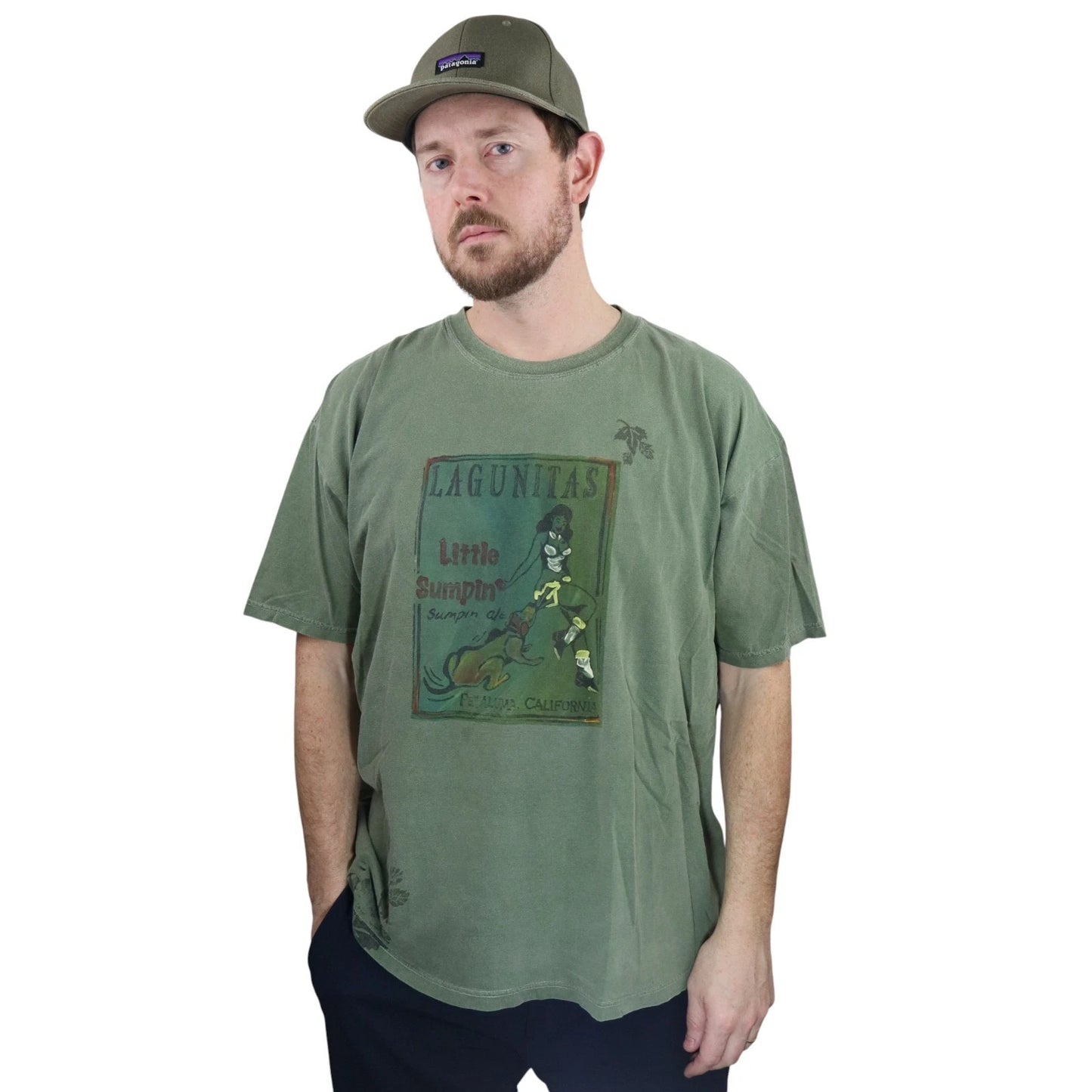 Vintage Pin Up Lagunitas Little Sumpin Ale T Shirt Mens XL Pigment Dyed Dog Bite
