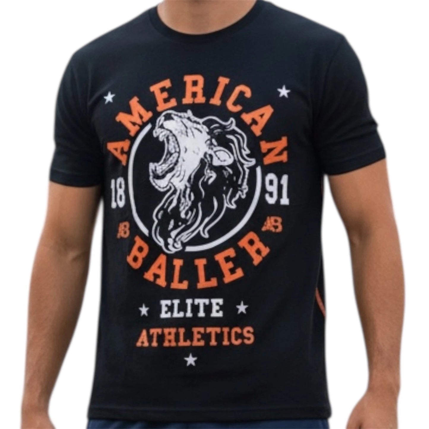 $40 AMERICAN FIGHTER BALLER Black ROAR Athletic Basketball Graphic T-shirt NWT