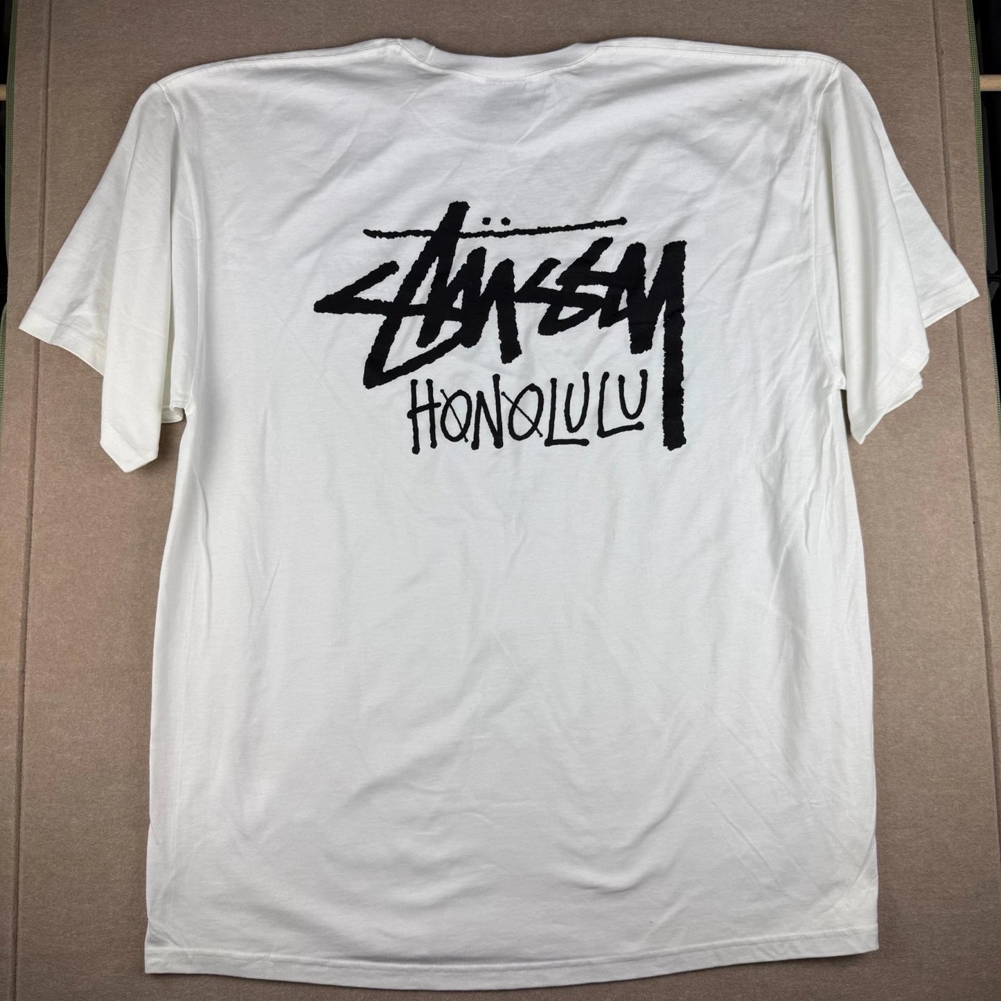 Stussy Honolulu Shirt Mens 2XL White Logo Streetwear Surf Graphic Tee