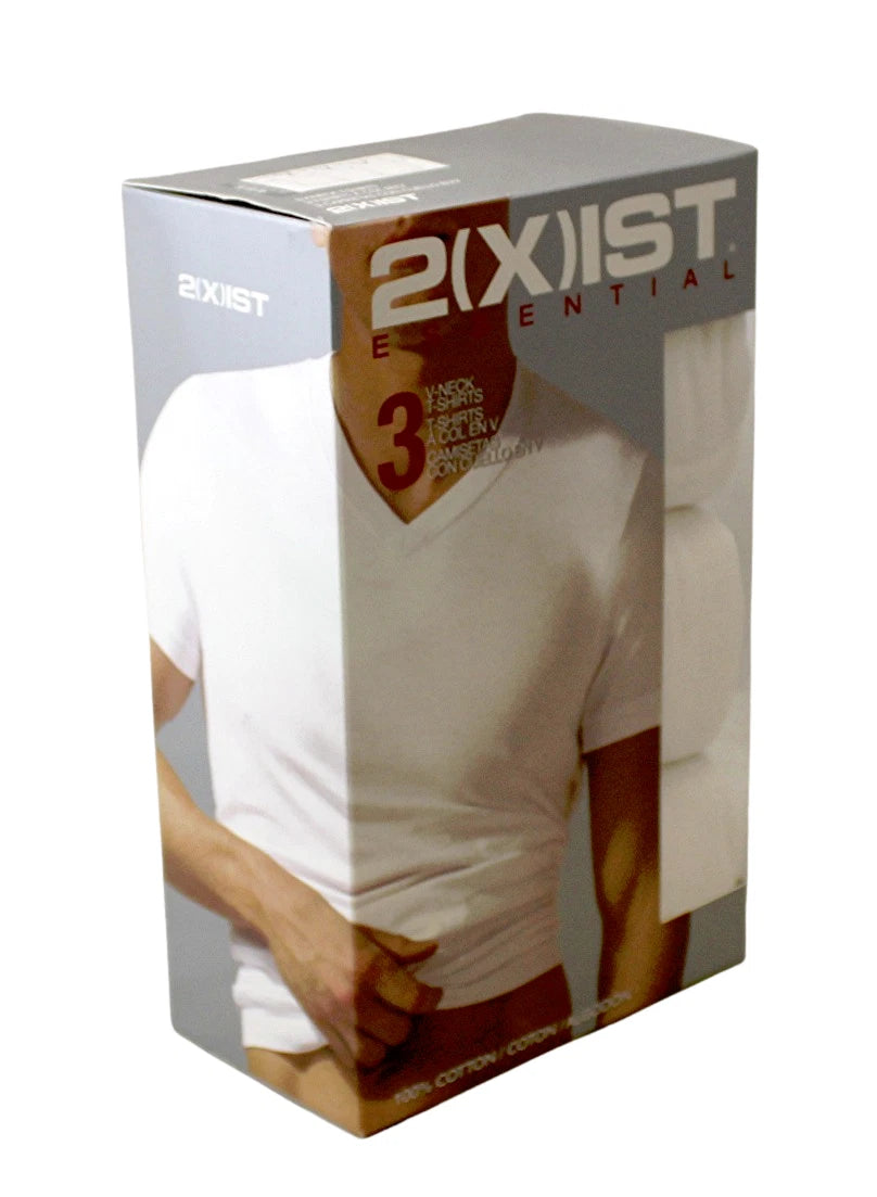 2(x)ist Men's Essential 3 Pack Jersey V-Neck T-Shirt Size Med NEW White V Neck