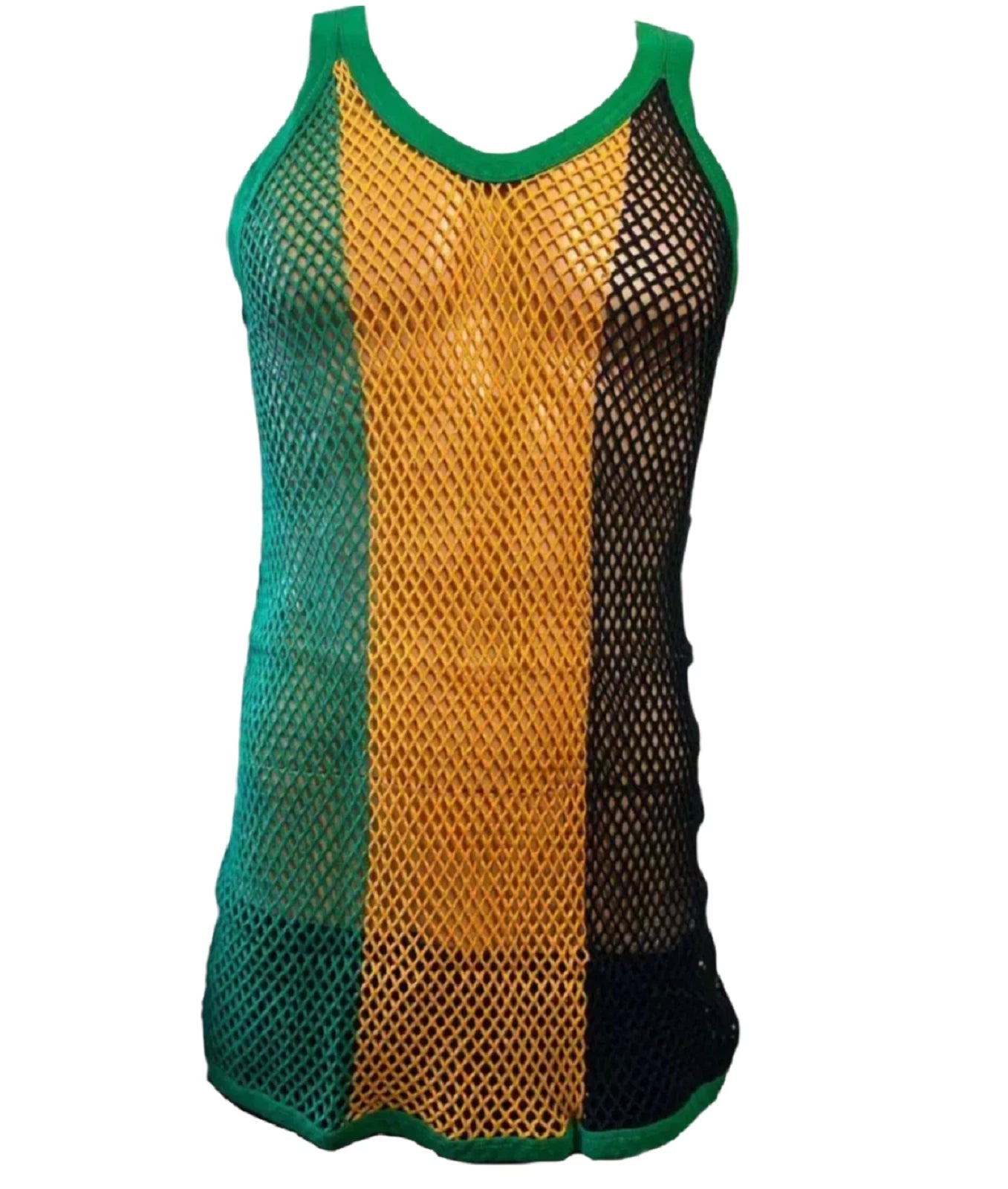 Mens Crystal Sleeveless Vest Men Rasta Mesh Fishnet String Top Cotton Gym Summer