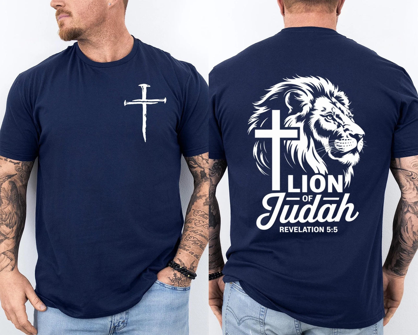 Christian Faith Jesus Christ Lion of Judah Strength Cross Three Nails 2 Sided