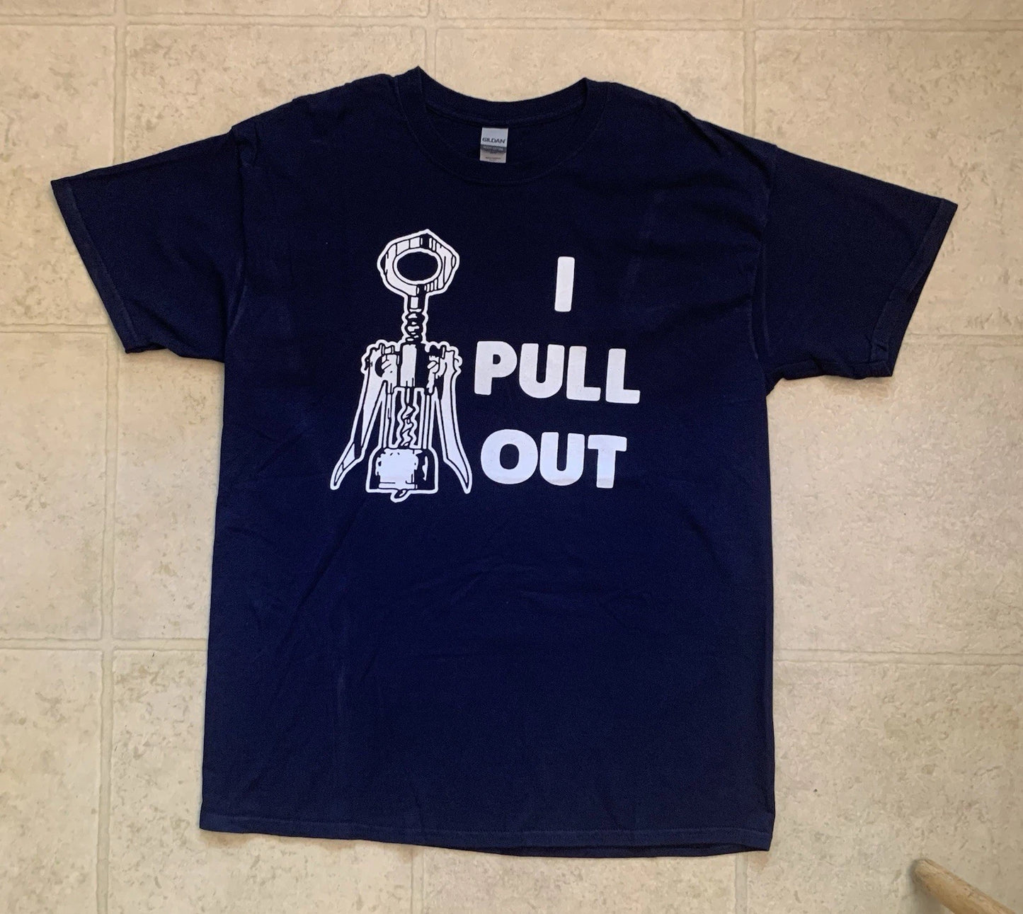Wine Lovers Comedic Humorous Graphic Navy Blue T-Shirt Size Large
