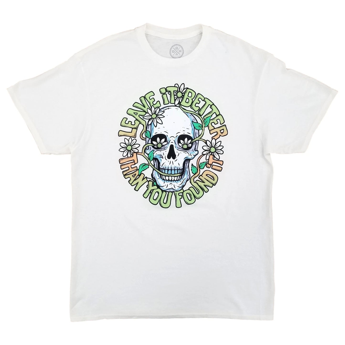 Mens & Big Mens White Leave It Better Skull Flower Graphic Tee T-Shirt