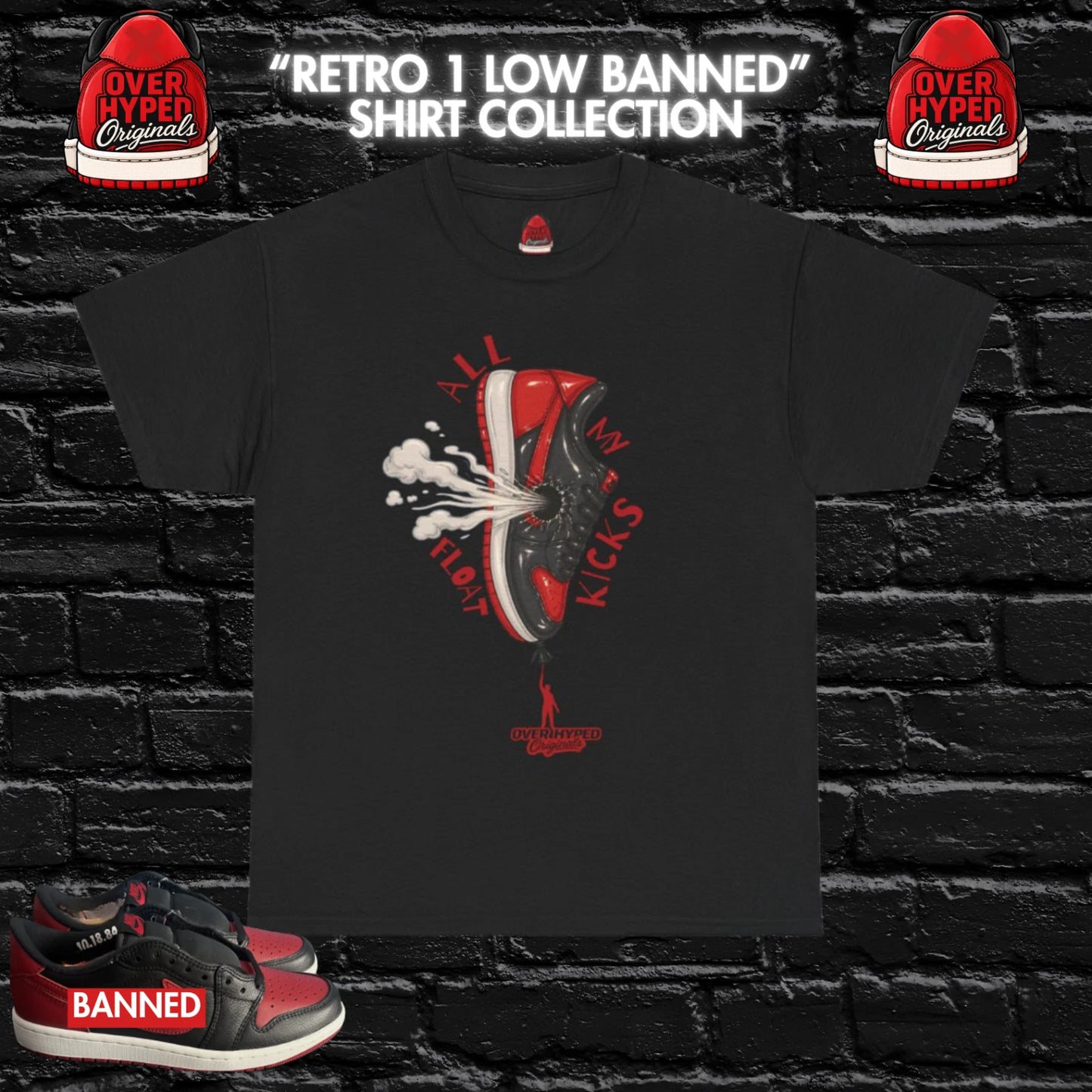 Shirt to match Retro 1 Low Banned OG Match Streetwear Black/Red-MY KICKS FLOAT