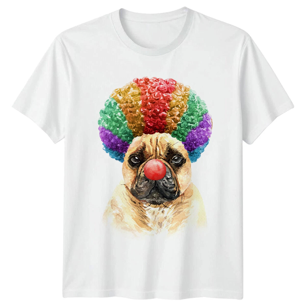 Pug Clown Dog Funny Animals Mens T-Shirt Cute Pet Tee