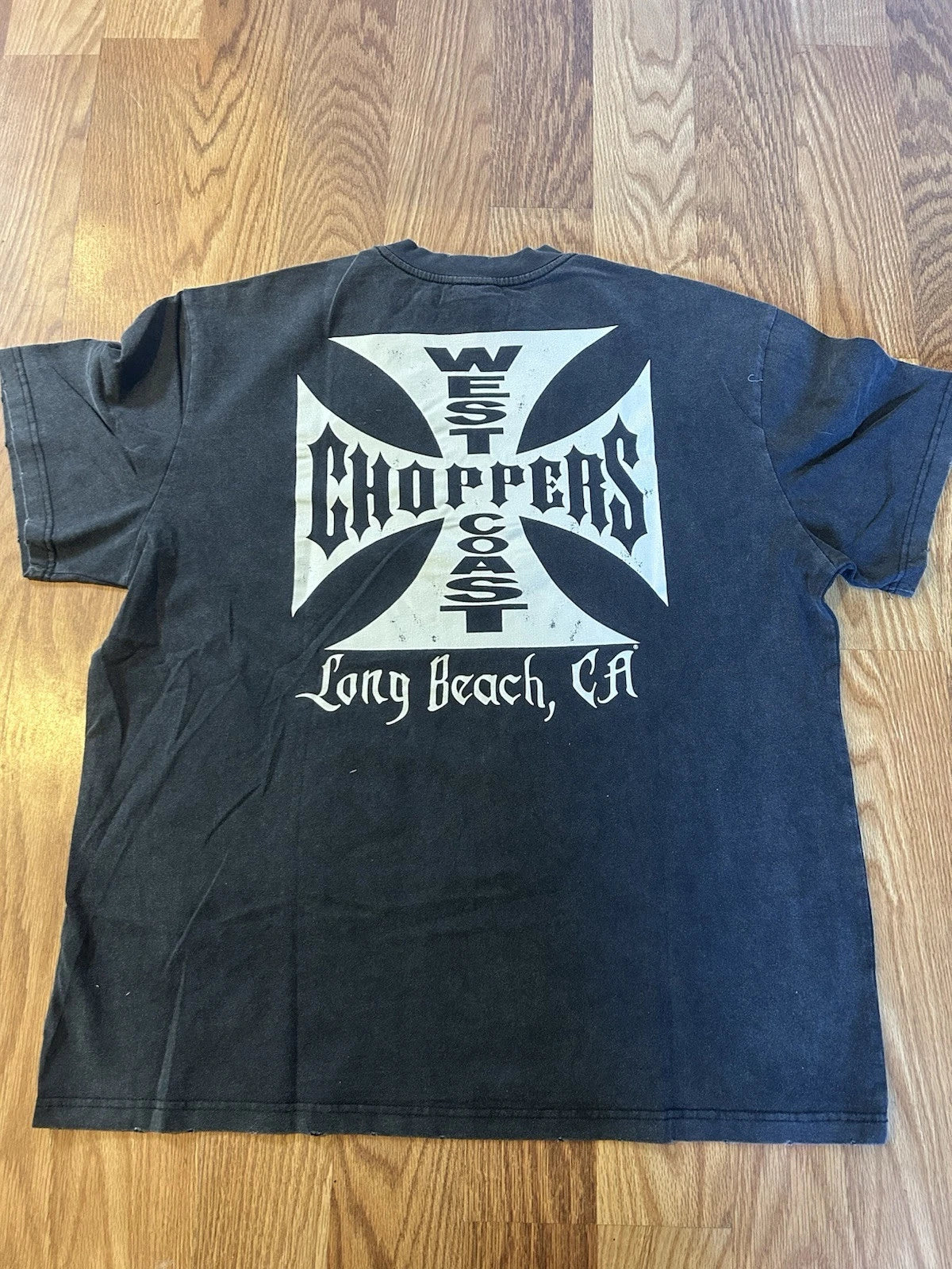 NEW Distressed West Coast Choppers Shirt Black Fade Mens Large