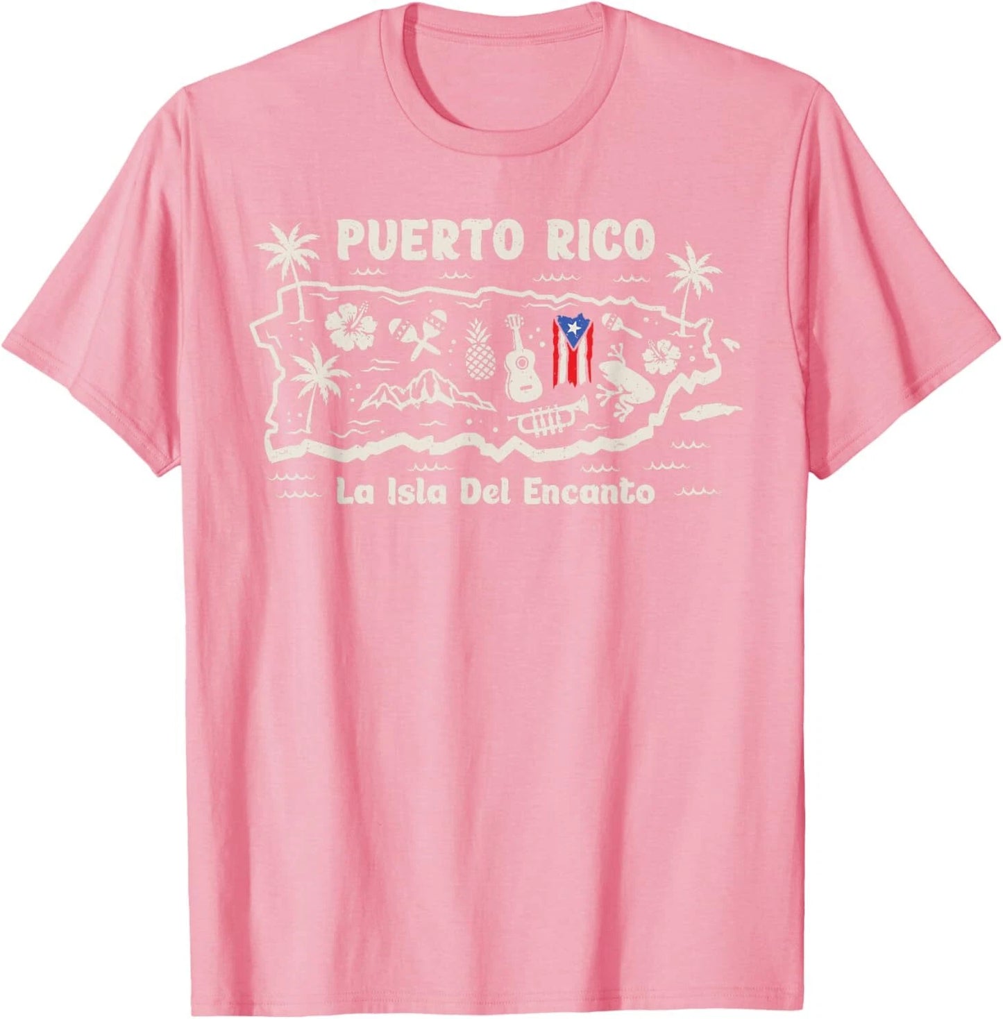 Puerto Rico La Isla del Encanto Puerto Rican Flag Retro T-Shirt