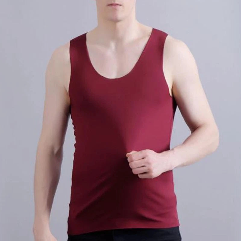 Sleeveless T Shirts Tank Top Undershirts Ice Silk Vest Seamless Vestthin #