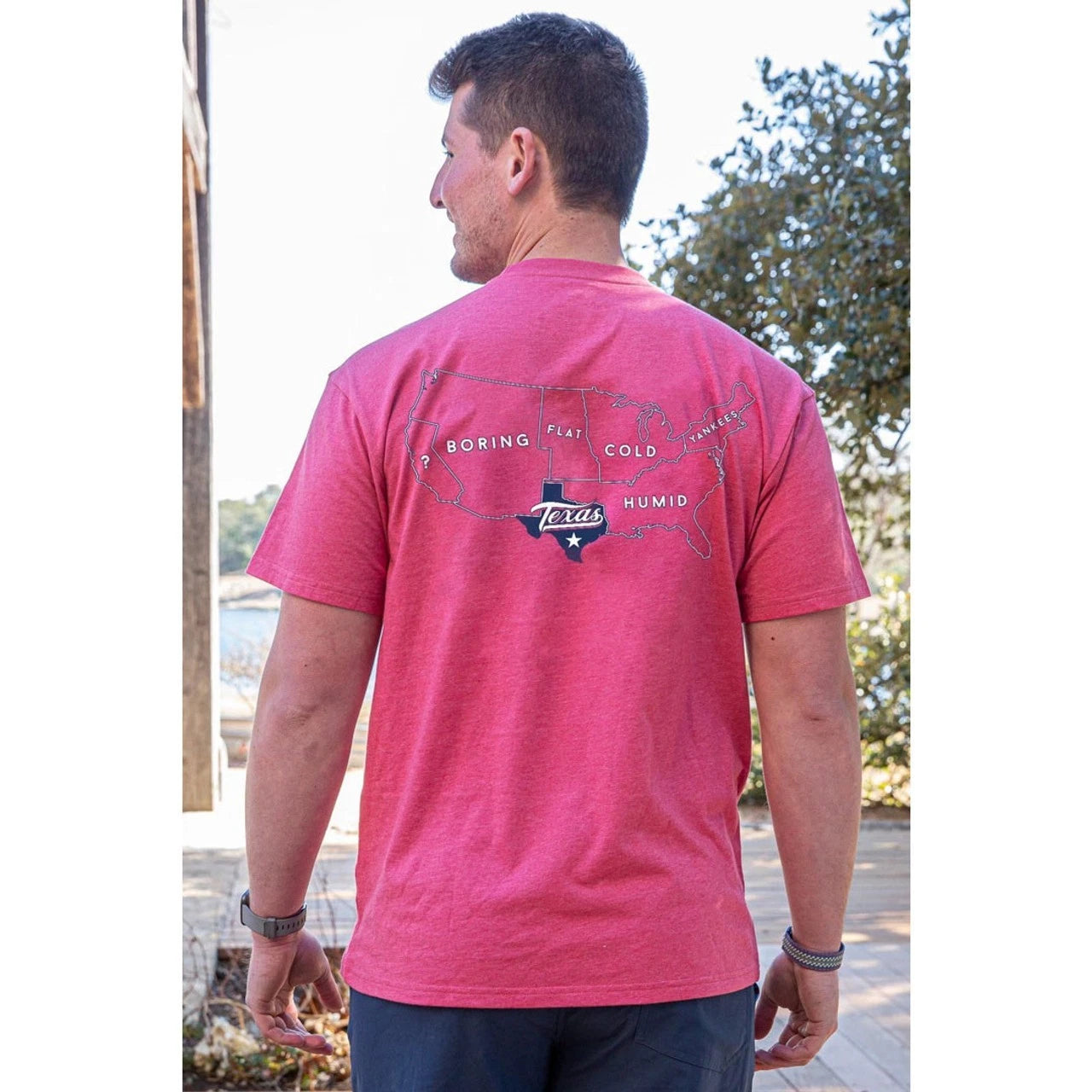 Burlebo Men’s Texas Star Tee Heather Crimson Graphic Texas Map Shirt Large NEW