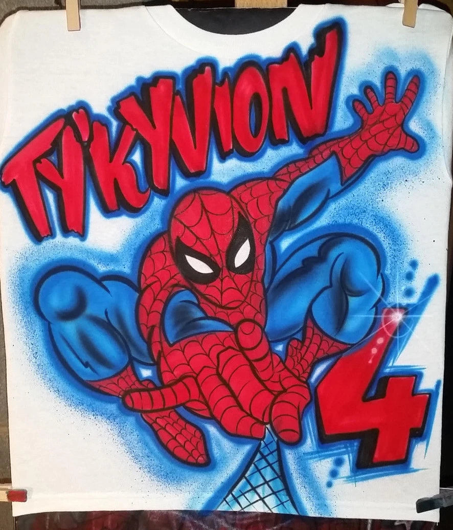 Custom Airbrushed Spiderman Avengers Shirt w/ Name (Sizes 6 months - Adult 5XL)