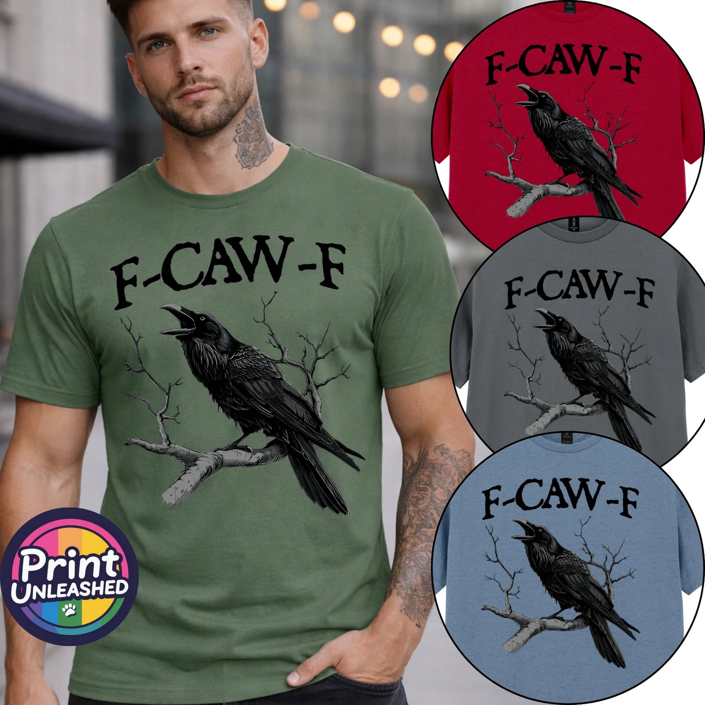 F-CAW-F Funny Slogan T-Shirt Crow Raven Print⭐ Unisex S-2XL Fun Birthday Gift