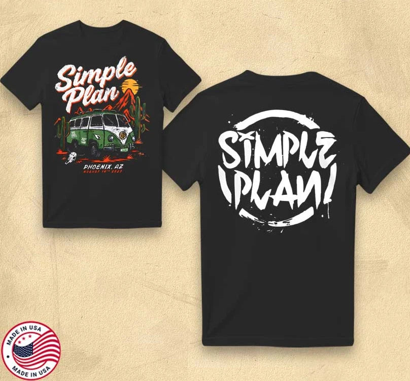 Simple Plan – Phoenix AZ Tour Stop 2025 Official Concert Merch T-Shirt