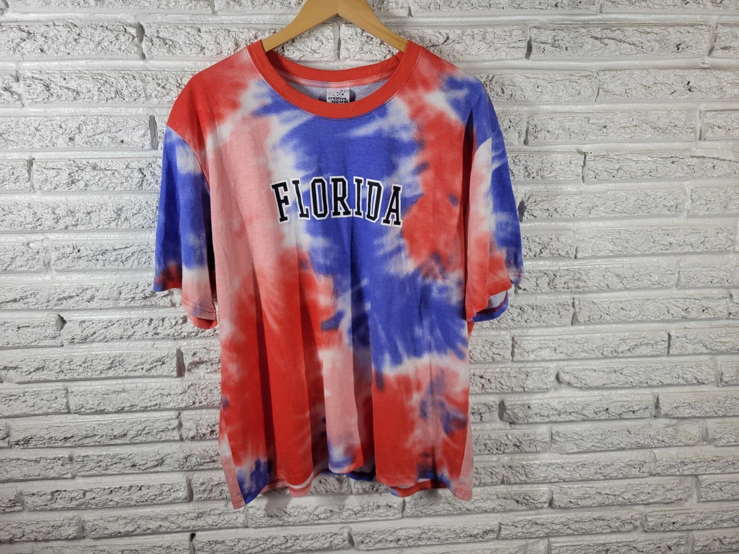 Creative Apparel Men's 2XL Red Tie-Dye Florida T-Shirt Cotton Blend Jersey Tee