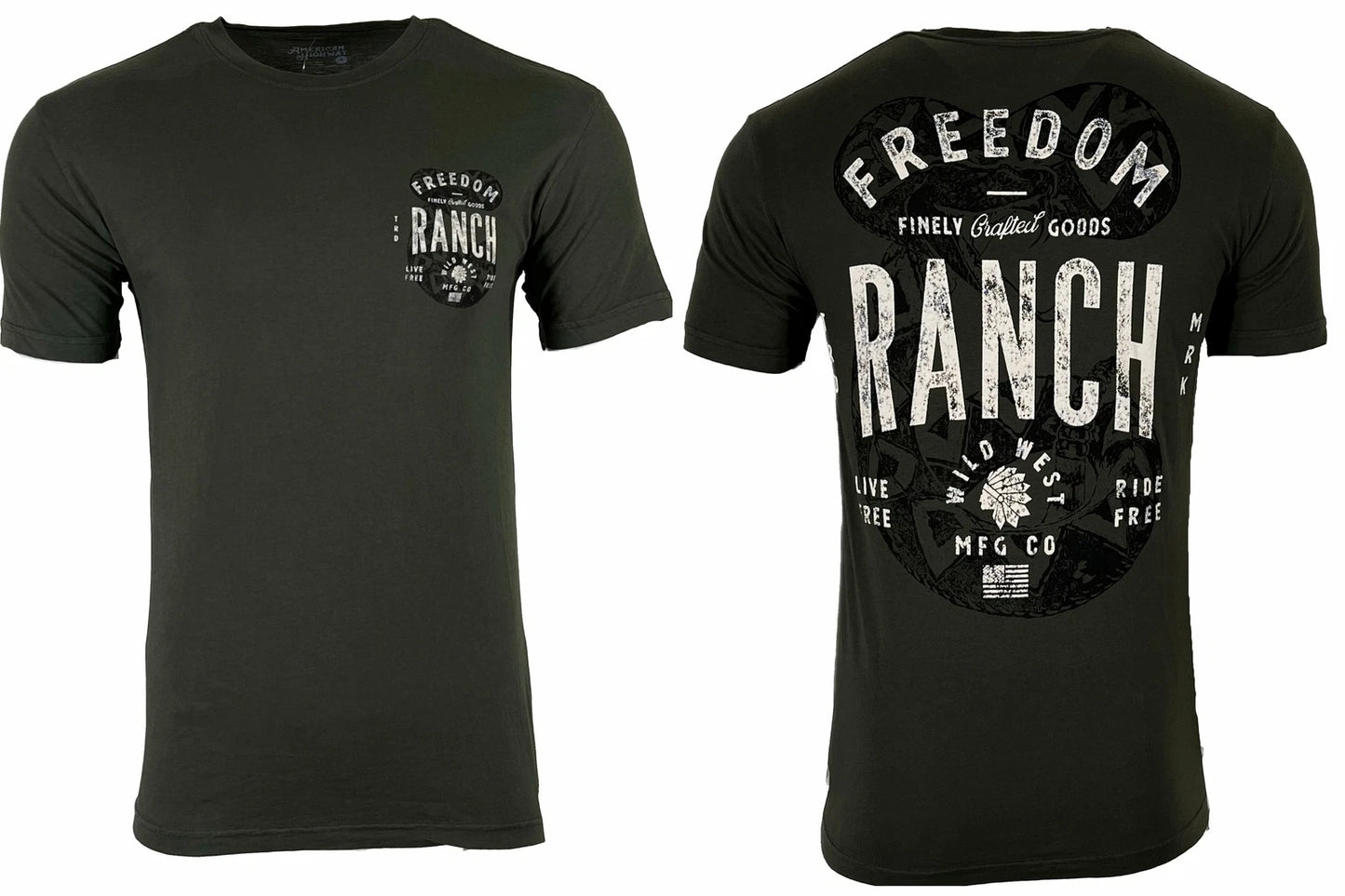 American Highway Affliction Men's T-shirt FREEDOM RANCH Biker