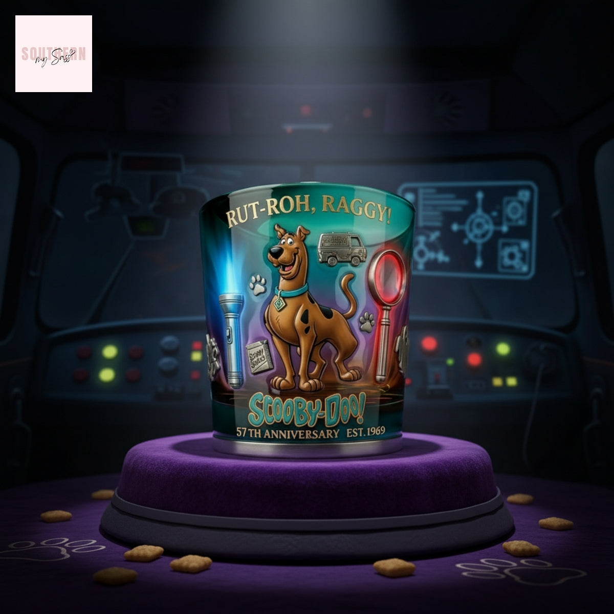 Scooby Doo 57th Anniversary Rut-Roh, Raggy Whiskey Glass