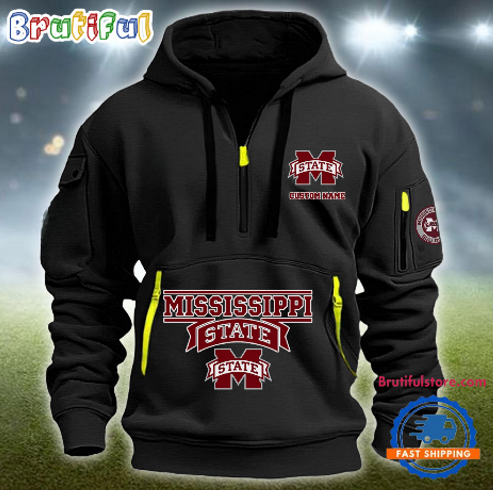 Personalize NCAA Mississippi State Bulldogs Quarter Zip Hoodie