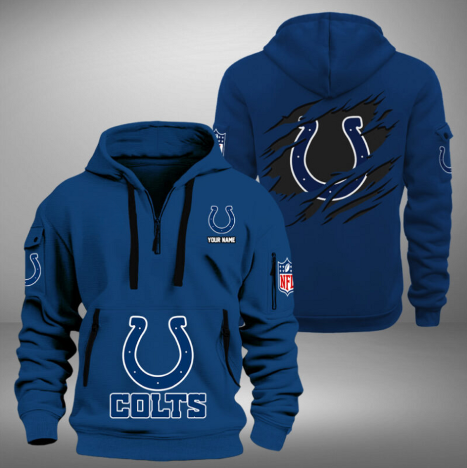 Personalize Indianapolis Football Team Quarter Zip Hoodie