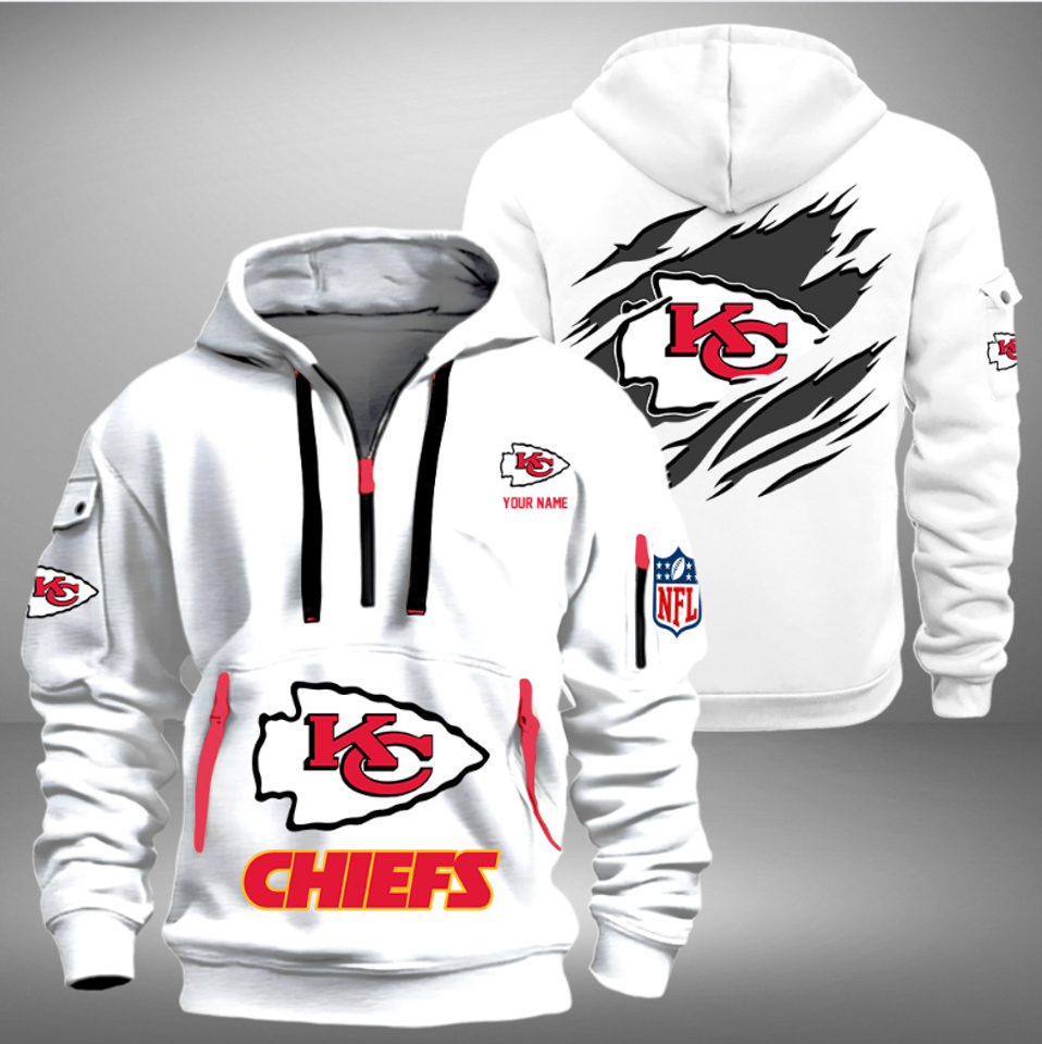 Personalize KC Chiefs Football Team Quarter Zip Hoodie