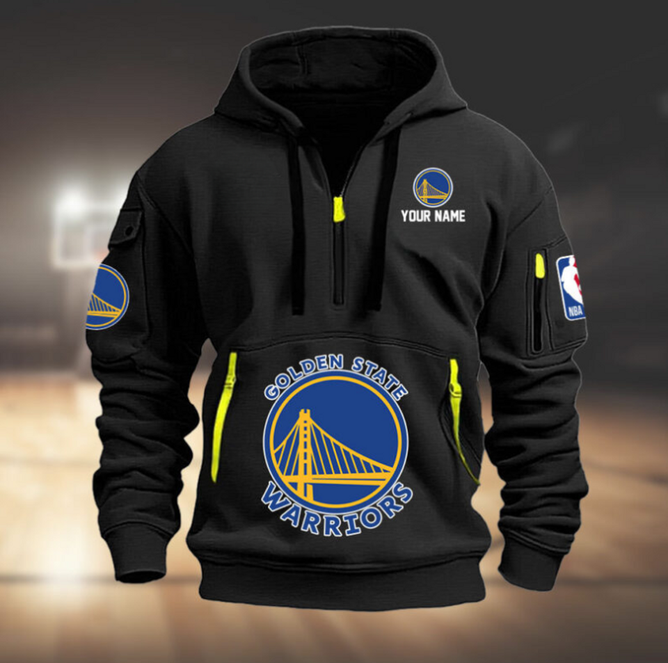 Personalize Warriors Basketball Team Quarter Zip Hoodie