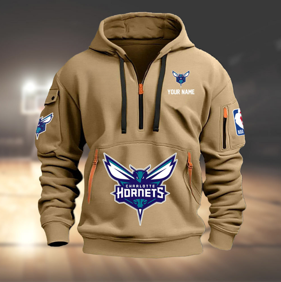 Personalize Charlote Basketball Team Quarter Zip Hoodie