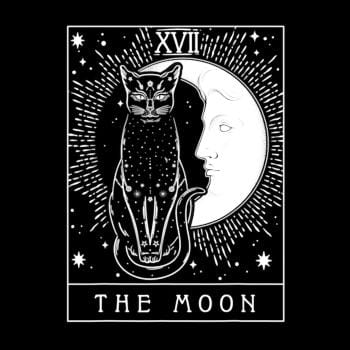 Tarot Card Crescent Moon And Cat Graphic Hoodie