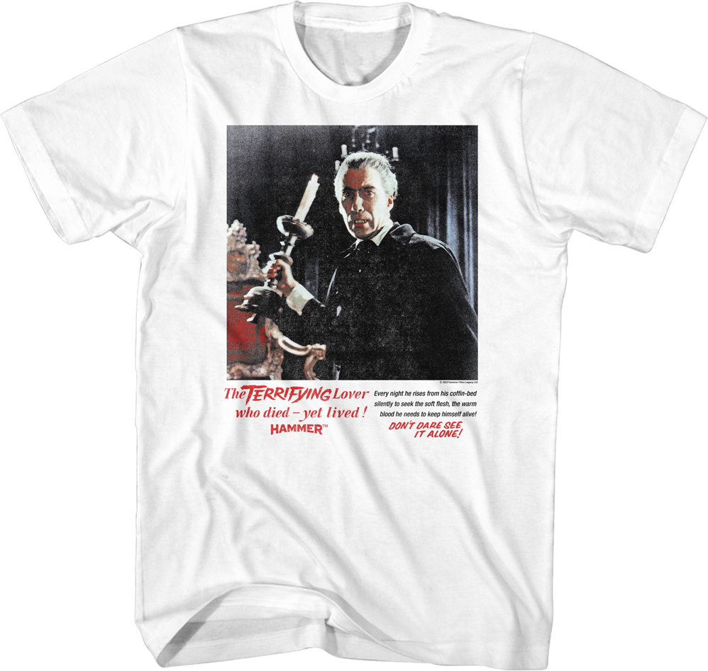 Terrifying Horror Of Dracula Hammer Films T-Shirt
