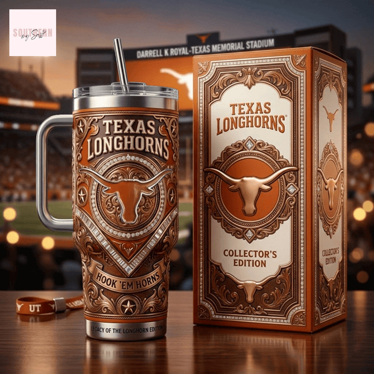 Texas Longhorns Hook Em Horns Tumbler