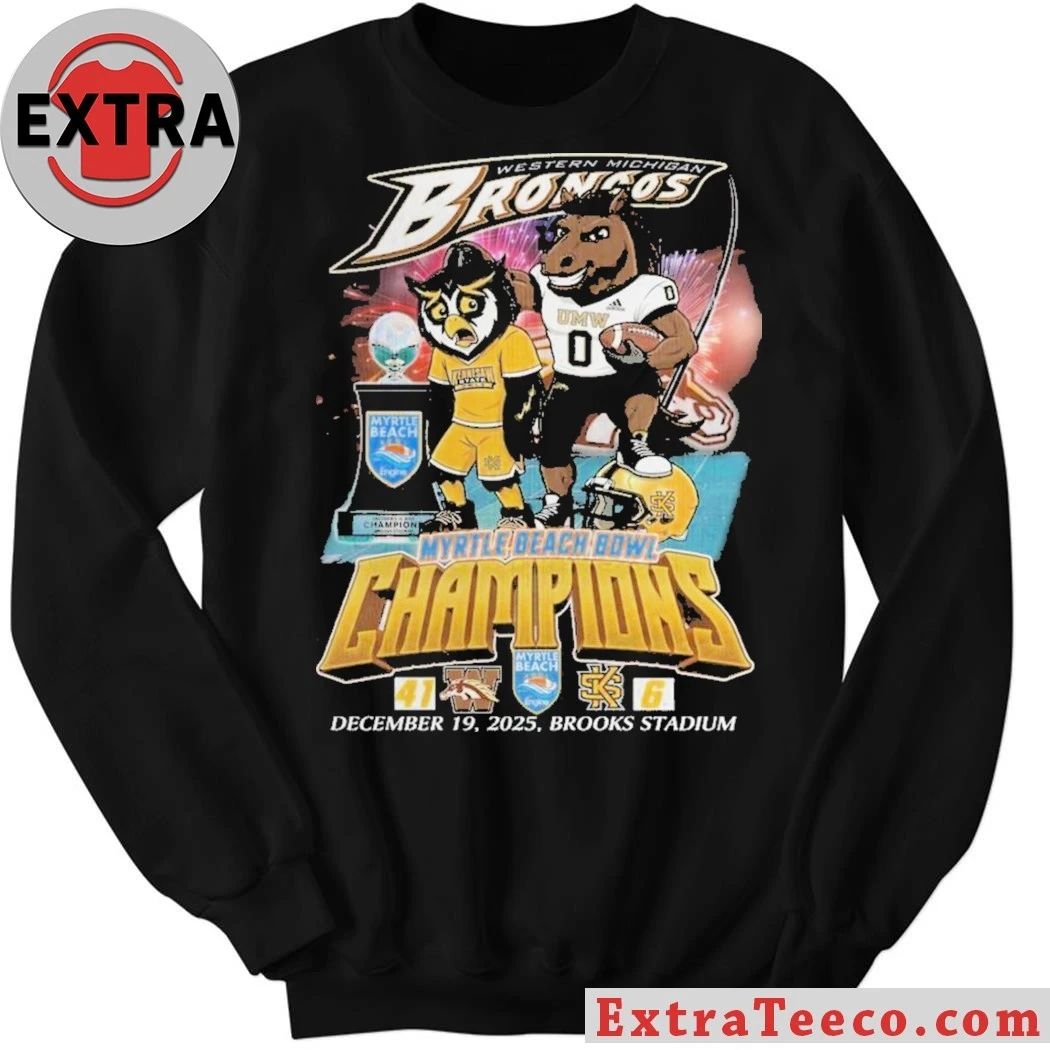 The Western Michigan Broncos’ victory at the Myrtle Beach Bowl on December 19, 2025, at Brooks Stadium in Conway, South Carolina T-Shirt