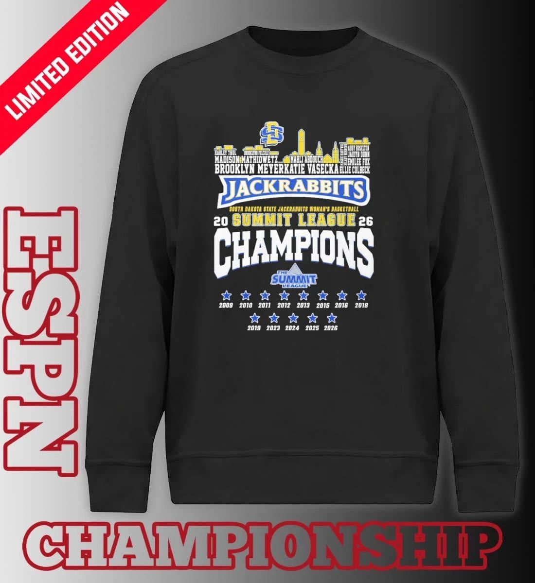SDSU Men’s Basketball 2026 Summit League Conference Champions Skyline Player Name Shirt