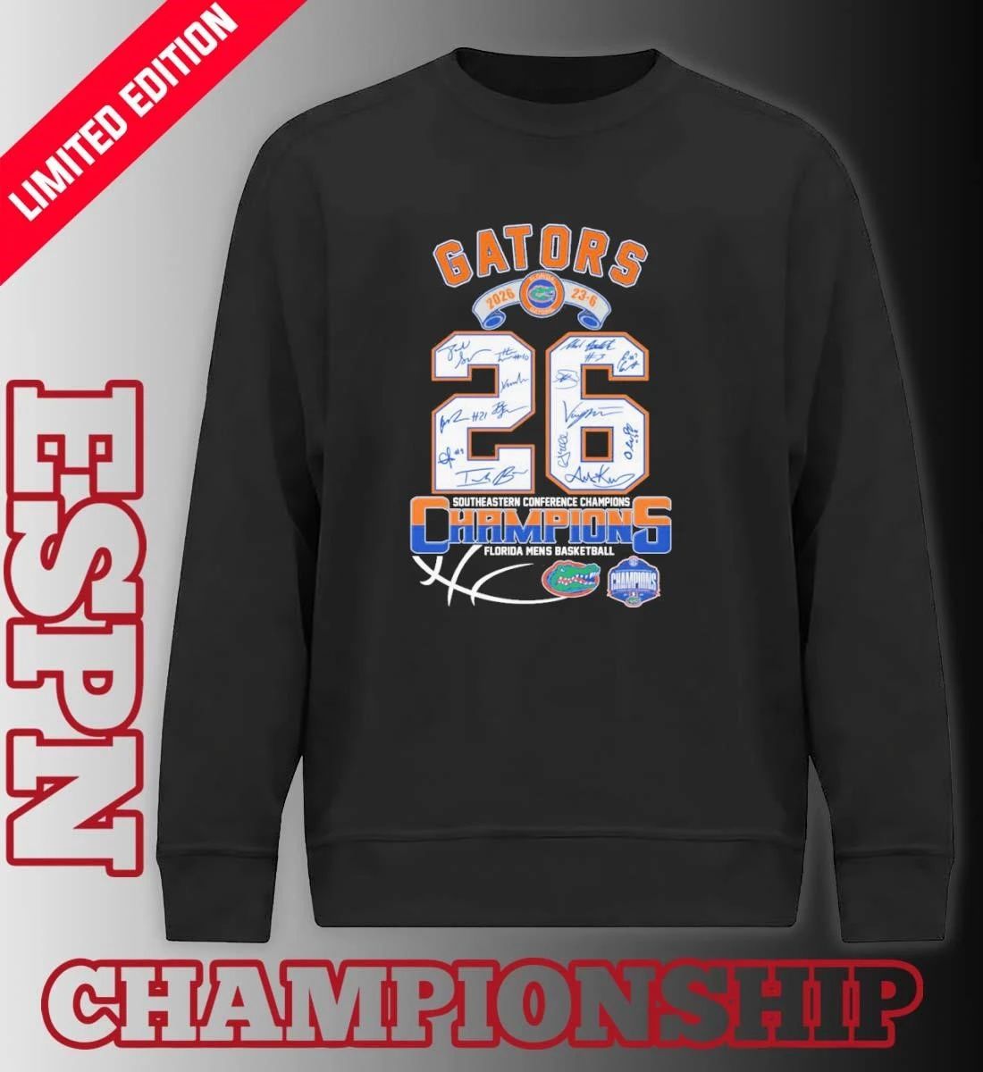 Florida Gators 2026 SEC Men’s Basketball Champions 23-6 Signatures Shirt