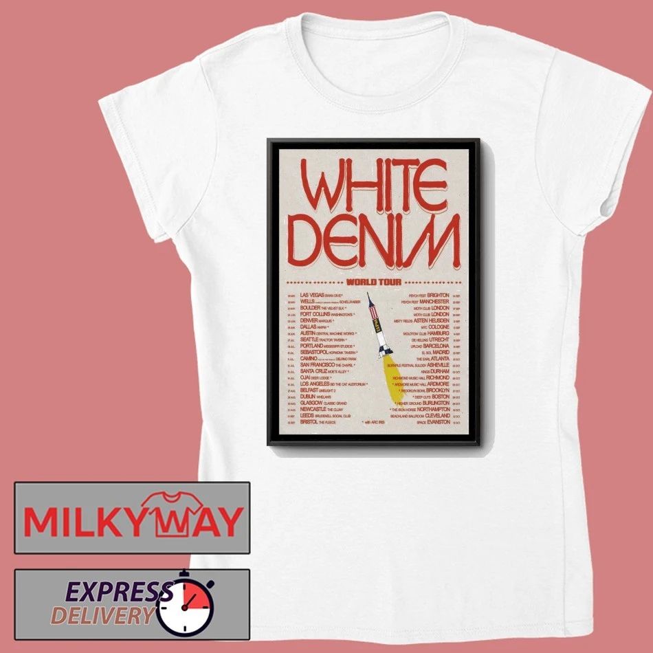 White Denim World Tour 2026 Poster shirt