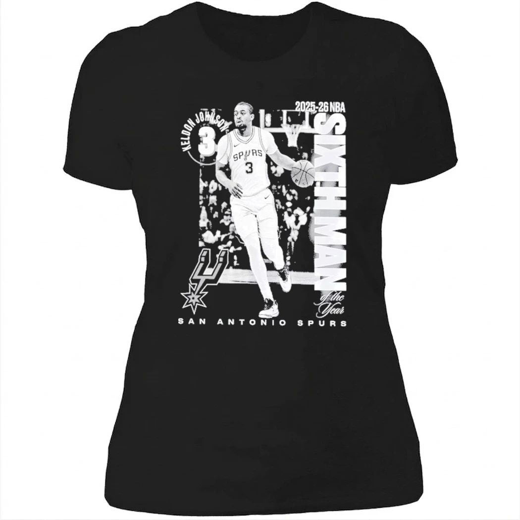 San Antonio Spurs Keldon Johnson Black 2025-26 NBA Sixth Man Legacy T-Shirt