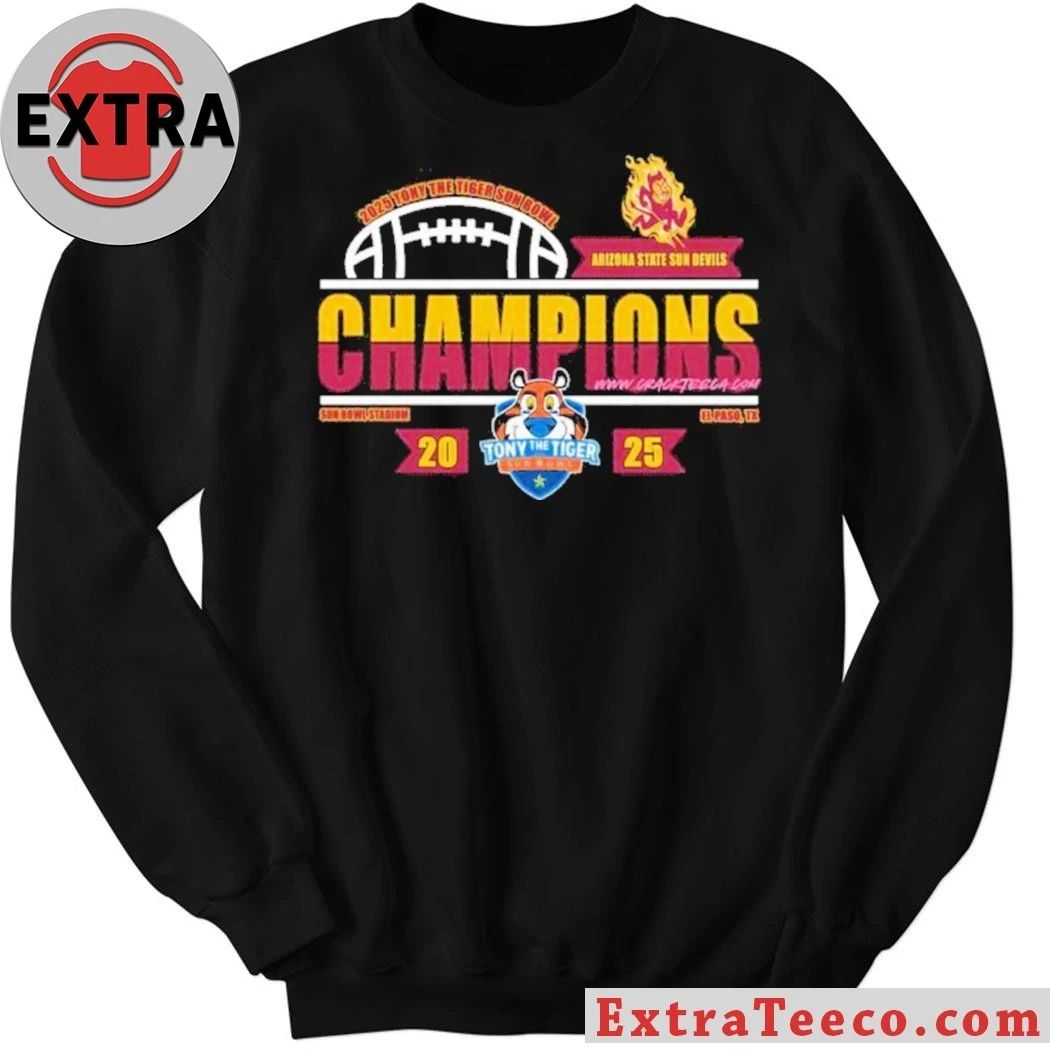 Arizona State Sun Devils 2025 Tony the Tiger Sun Bowl Champions Logo T-Shirt