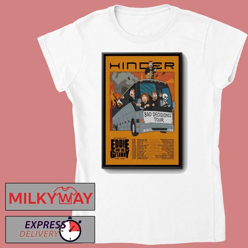 Hinder 2026 Bad Decisions Tour Poster shirt