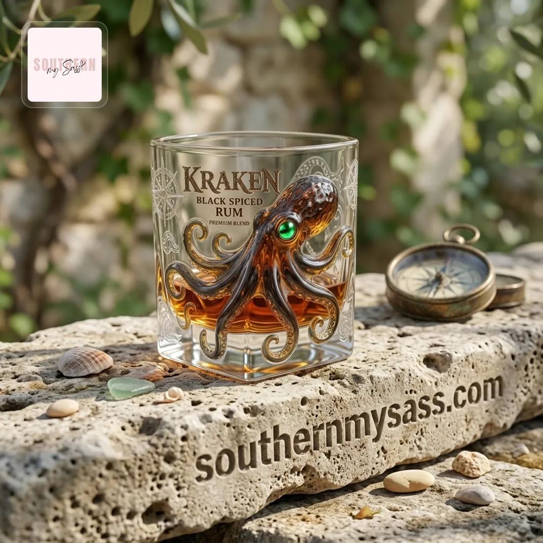 Kraken Black Spiced Rum Premium 3D Octopus Design Whiskey Glass