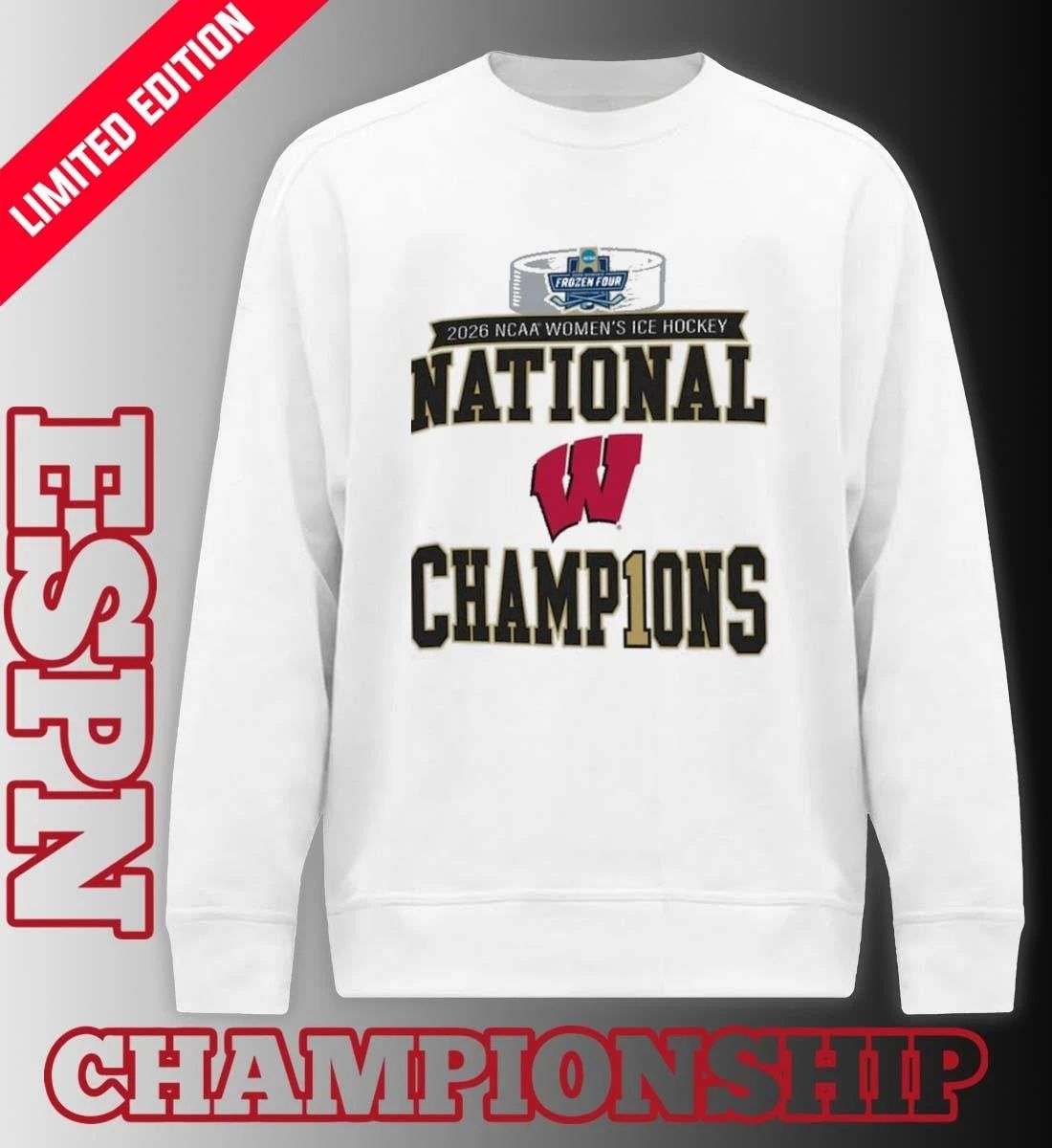 Wisconsin Badgers 2025 NCAA Frozen Four Women’s Ice Hockey National Champions Locker Room T-Shirt