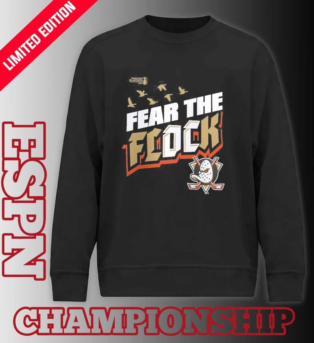 Anaheim Ducks Fear The Flock 2026 Stanley Cup Playoffs Slogan T-Shirt