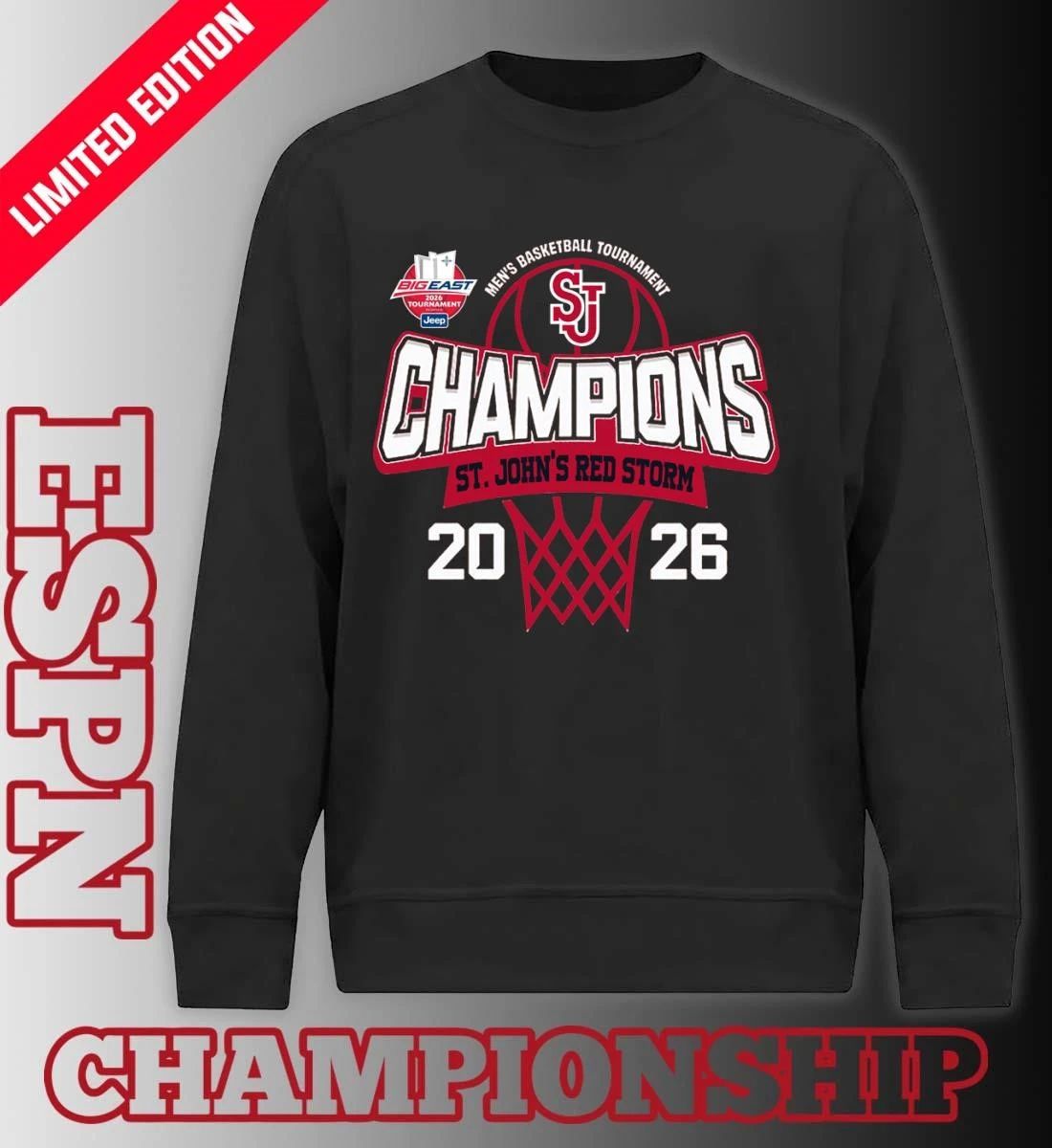 Big East Men’s Basketball Tournament 2026 Champions St. John’s Red Storm T-Shirt