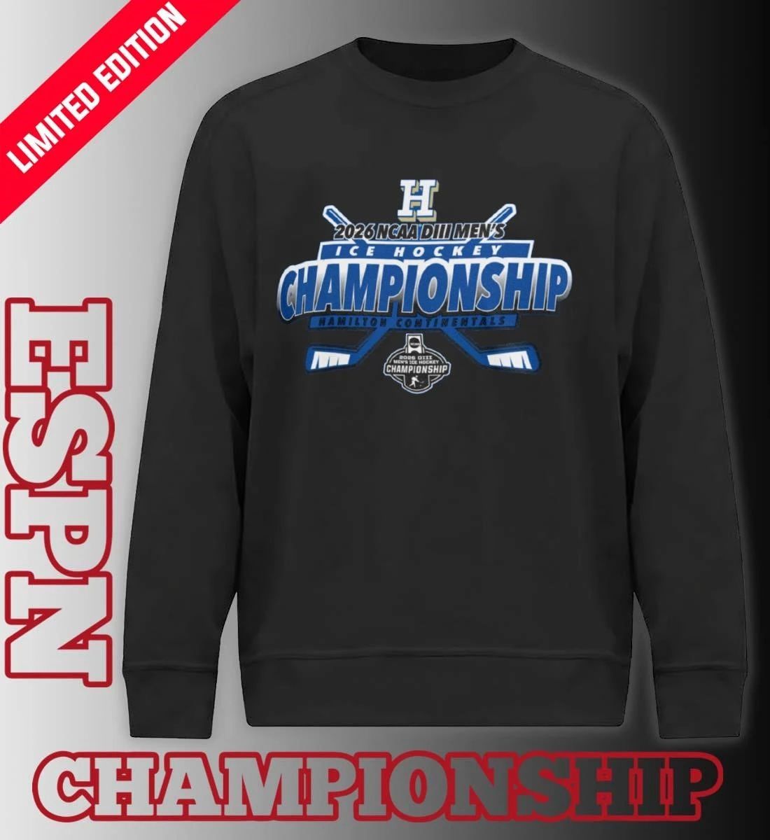 Hamilton Continentals 2026 NCAA DIII Men’s Ice Hockey Championship Shirt