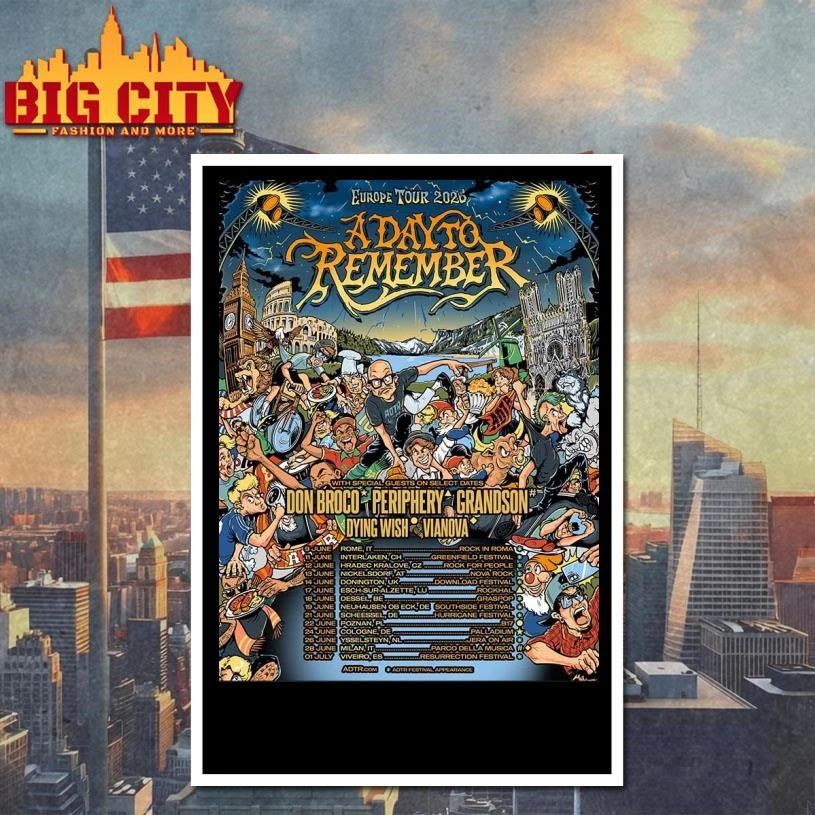 A Day To Remember Europe Tour 2026 Schedule Dates Home Decor Poster Shirt