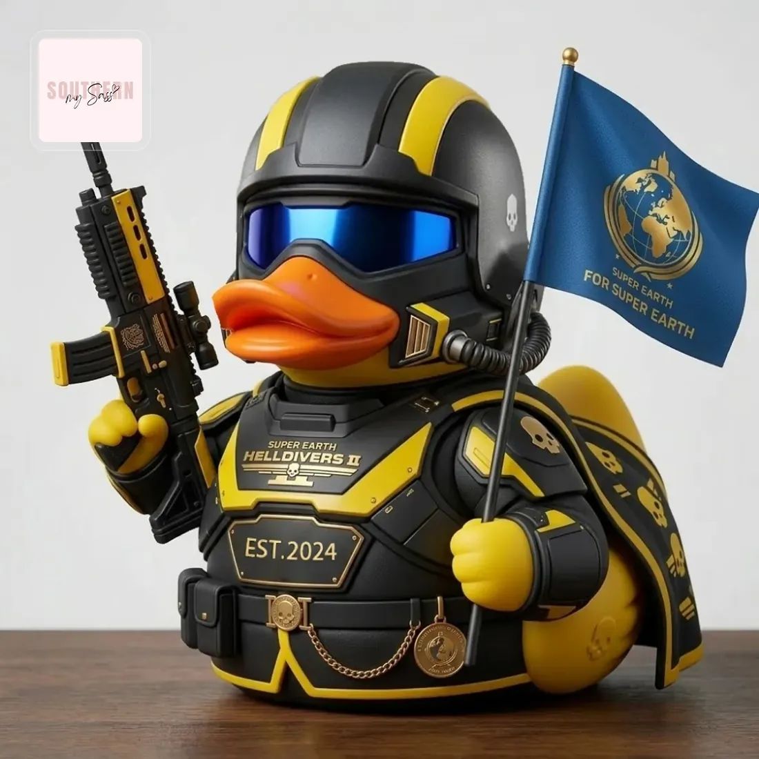 Helldivers II Super Earth Veteran Duck 2nd Anniversary EST. 2024 Rubber Duck