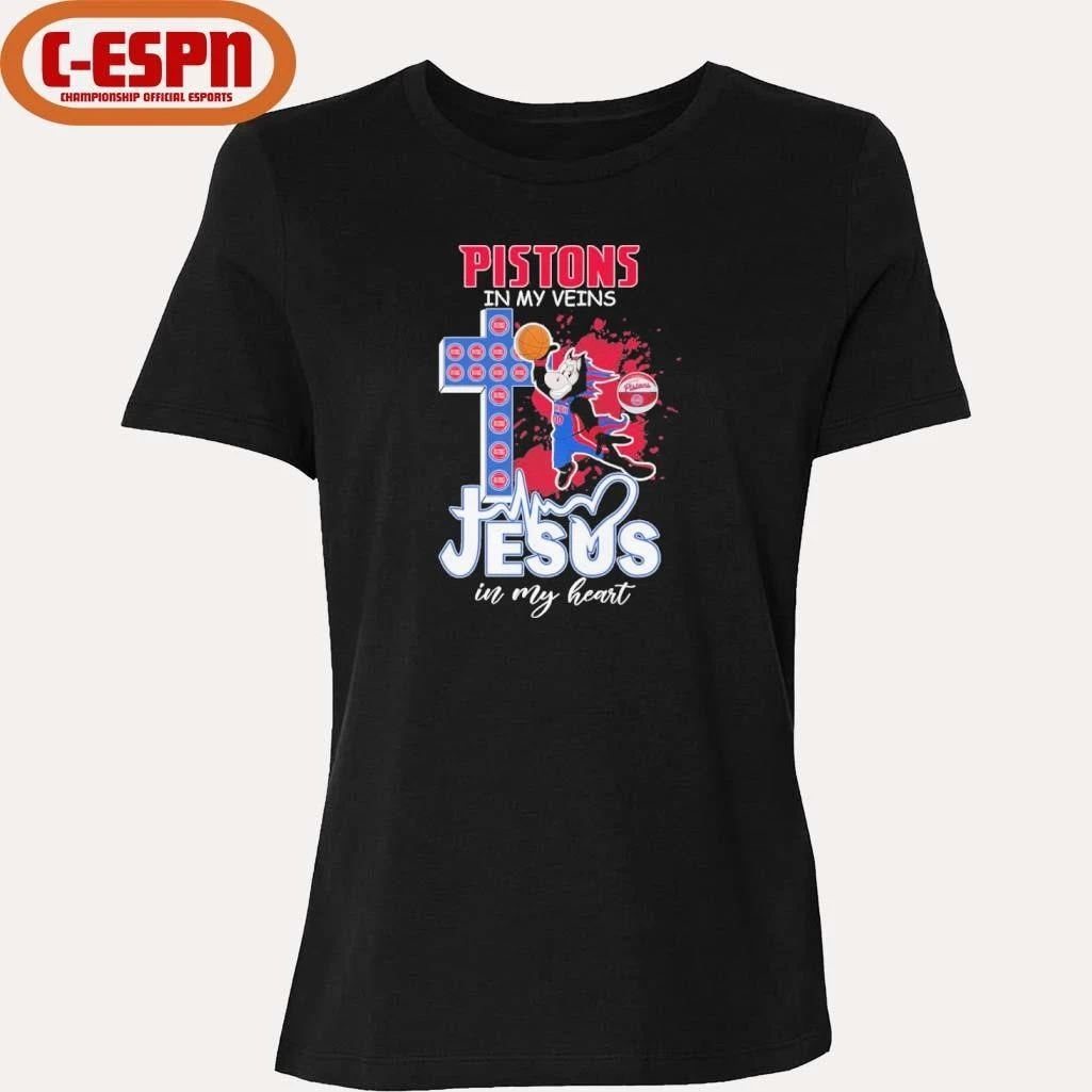 Detroit Pistons Mascot In My Veins Jesus In My Heart Shirt