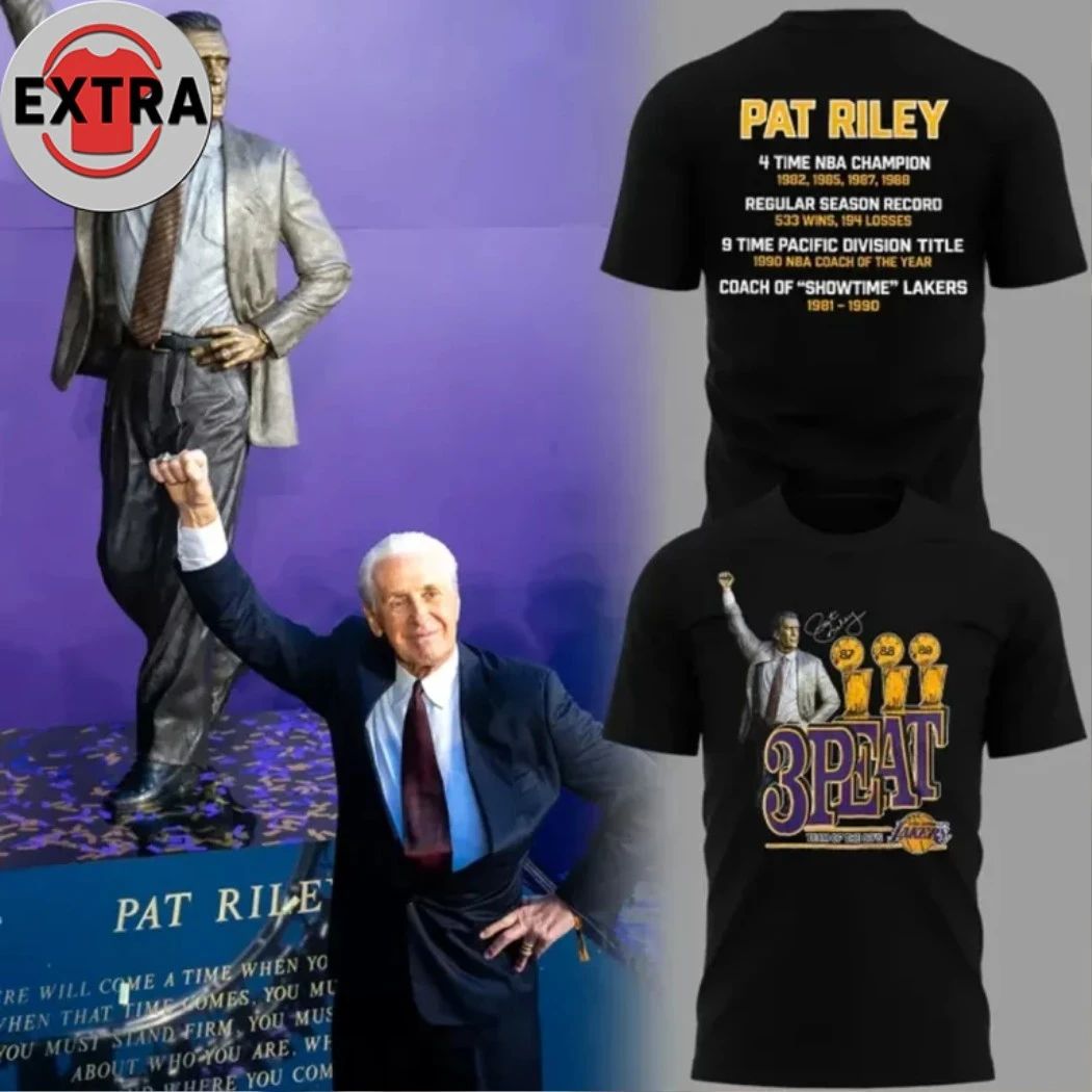 Los Angeles Lakers basketball honors coach Pat Riley Logo Two Sided Shirt