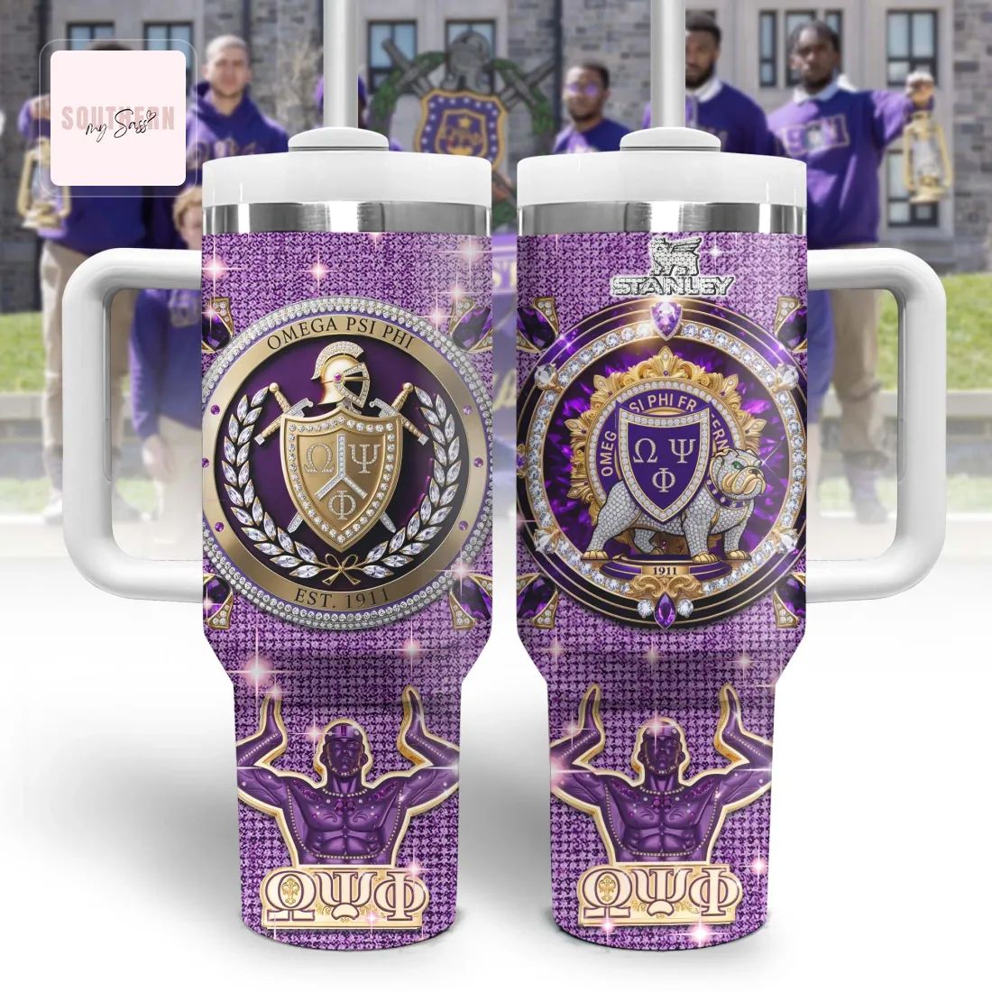 Omega Psi Phi Fraternity Stanley Diamond Glitter Tumbler
