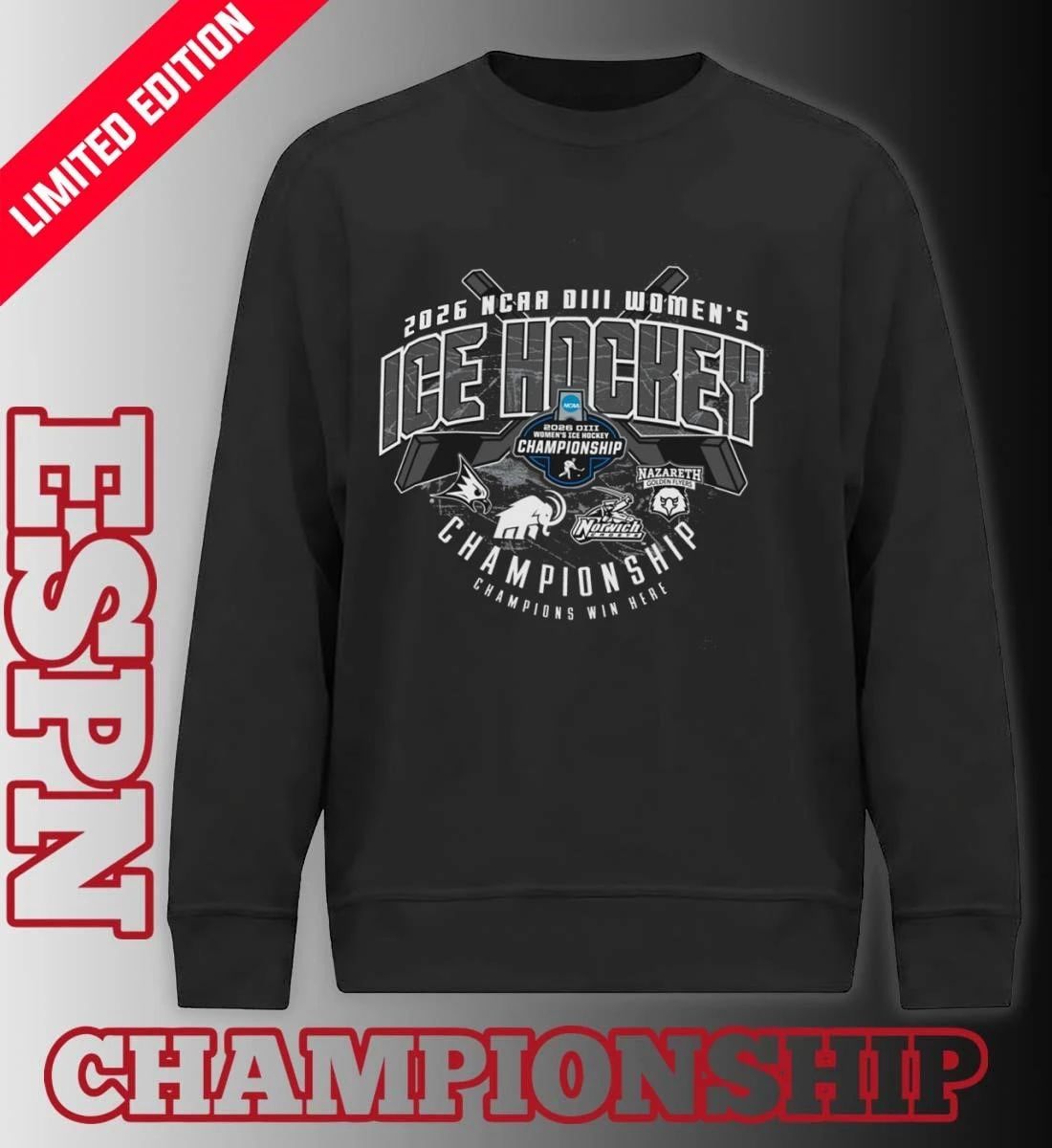 2026 NCAA DIII Women’s Ice Hockey Semifinals Championship T-Shirt