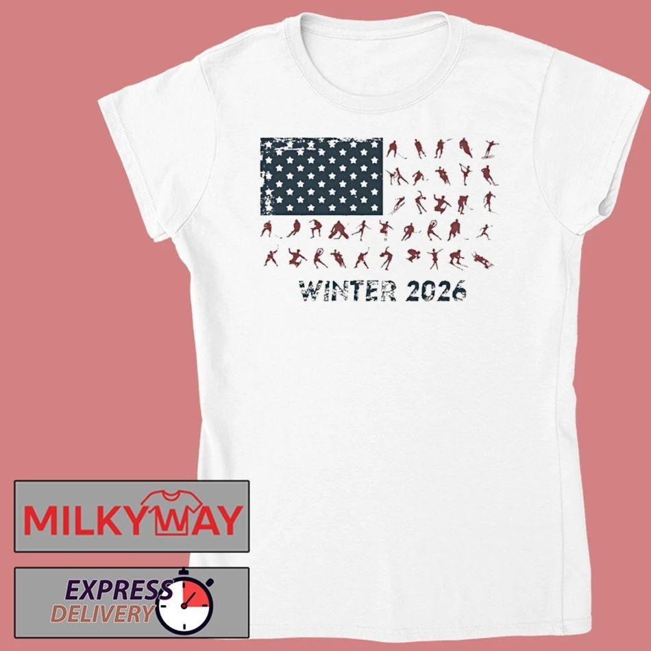 Usa Winter Sports American Skiing 2026 Flag Shirt