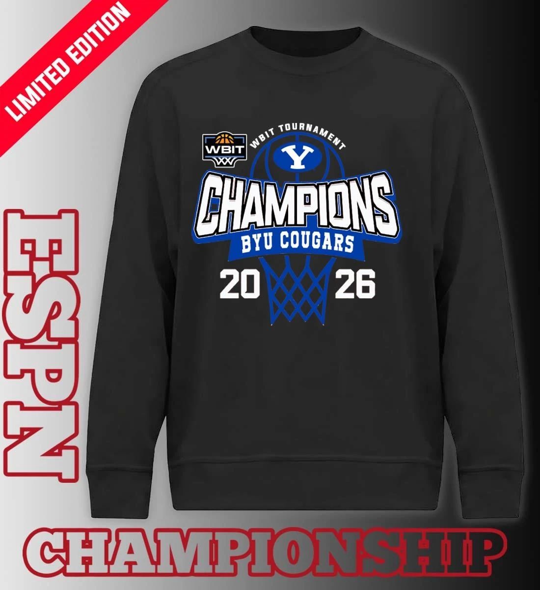WBIT Tournament Champions 2026 BYU Cougars Basketball T-Shirt