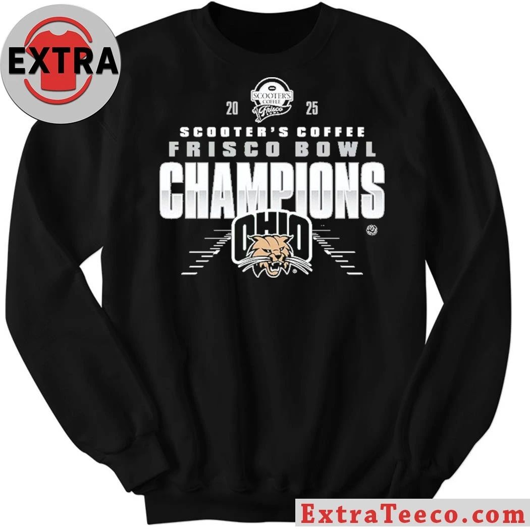 Ohio Bobcats 2025 Scooter’s Coffee Frisco Bowl Champions NCAA Football Logo Shirt