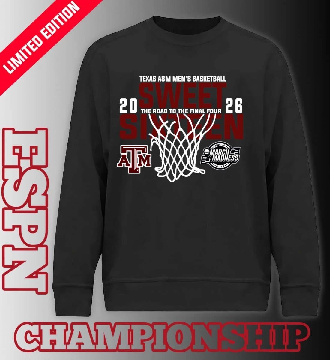 Texas A&M Men’s Basketball 2026 Sweet Sixteen The Road To The Final Four Shirt